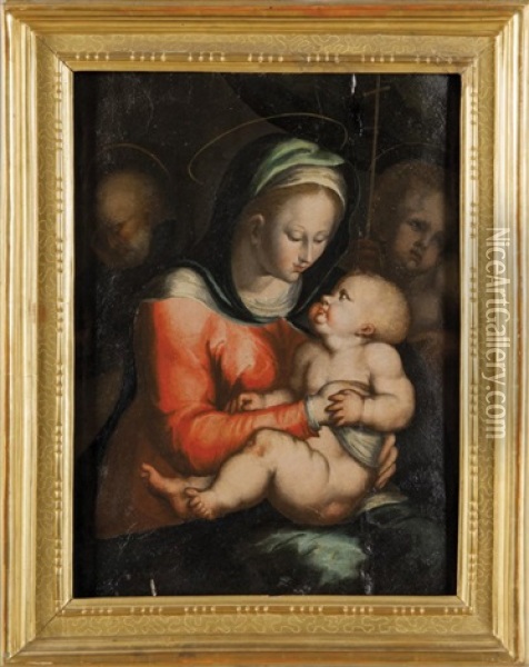 Madonna Con Bambino E San Giuseppe Oil Painting - Giovanni di Cambiaso di Bartolommeo