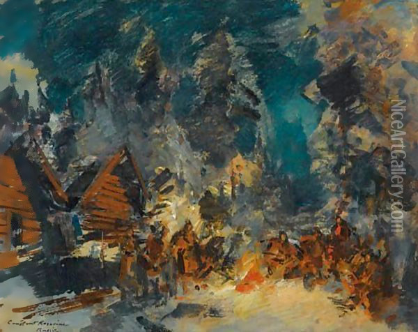 Feu De Camp De Nuit Oil Painting - Konstantin Alexeevich Korovine