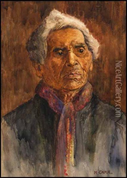 Portrait Of A Native Man Oil Painting - Emily M. Carr