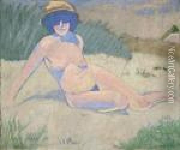 Weiblicher Akt In Den Dunen Oil Painting - Otto Mueller
