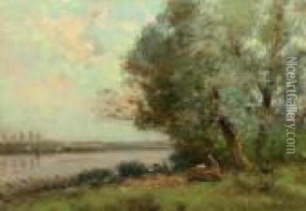 Activities By The Riverside Oil Painting - Willem George Fred. Jansen