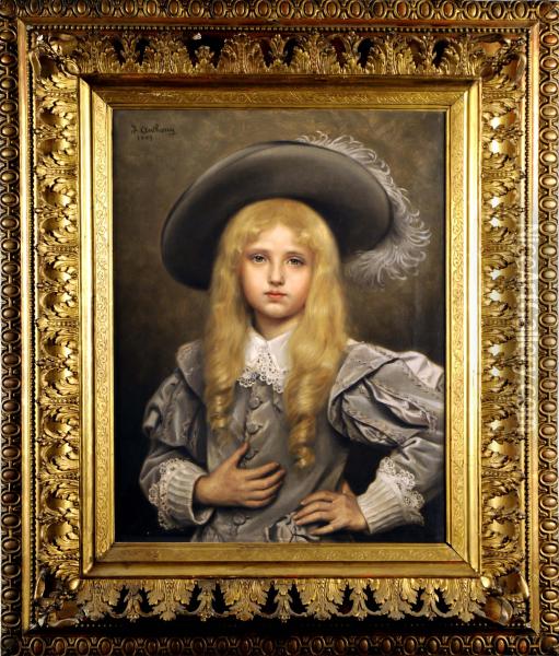 Portrait De Jeune Fille Au Chapeau Oil Painting - Jean-Baptiste Anthony