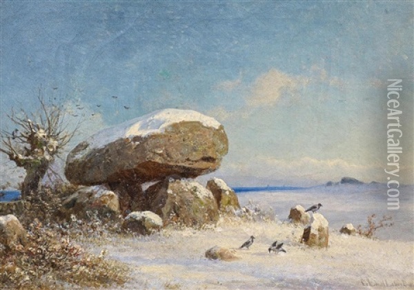Hunengrab Im Winter Oil Painting - Georg Emil Libert