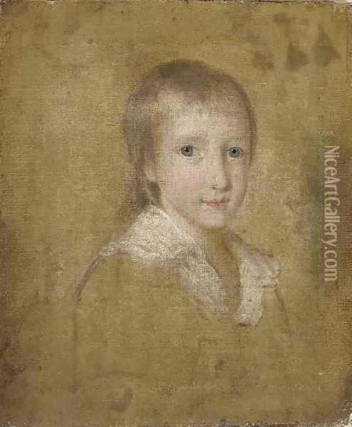 Portrait of John Stevenson, aged 6 years Oil Painting - English School
