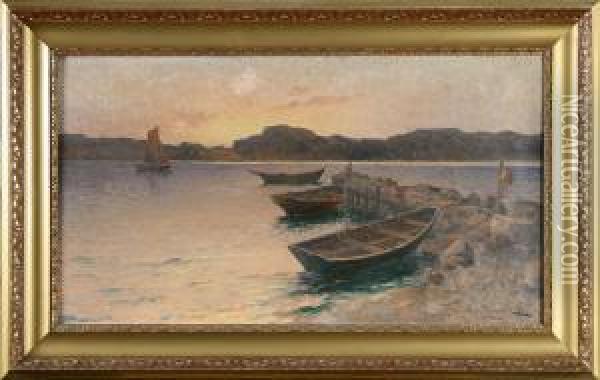 Aftonstamning, Skargardsbild Oil Painting - Otto Ludvig Richarde