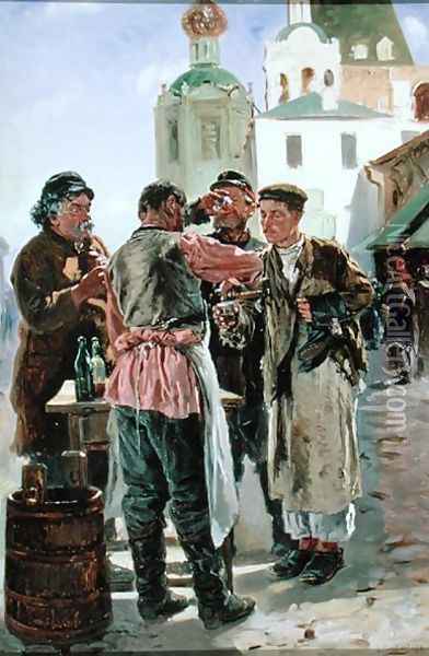 Kvass Seller, 1879 Oil Painting - Vladimir Egorovic Makovsky