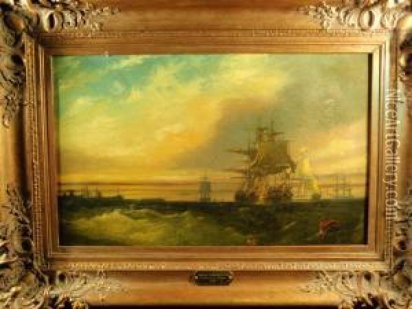 Chatham At Sunset Oil Painting - Charles Thorneley