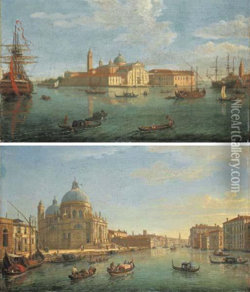 The Island Of San Giorgio 
Maggiore, Venice, From The Bacino; And The Entrance To The Grand Canal, 
With The Santa Maria Della Salute Oil Painting - (circle of) Wittel, Gaspar van (Vanvitelli)