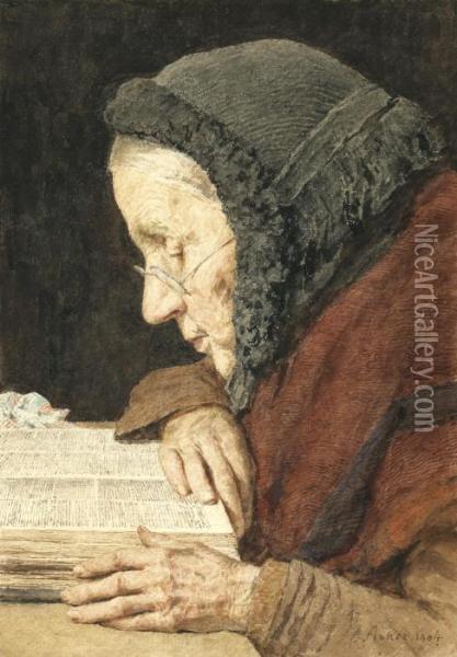 Old Woman Reading The Bible Oil Painting - Albert Anker