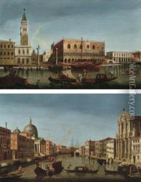 Veduta Del Molo Con Il Palazzo Ducale Oil Painting - Francesco Albotto