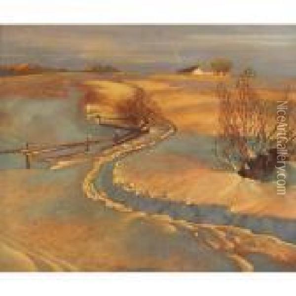 Sundown, Winter Oil Painting - Franz Hans Johnston