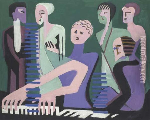 Cantatrice Au Piano Or Pianistin Oil Painting - Ernst Ludwig Kirchner