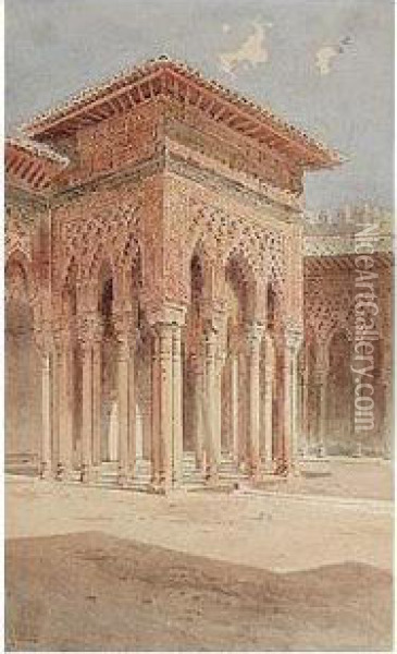 A Moorish Courtyard, Alhambra Oil Painting - Angelos Giallina