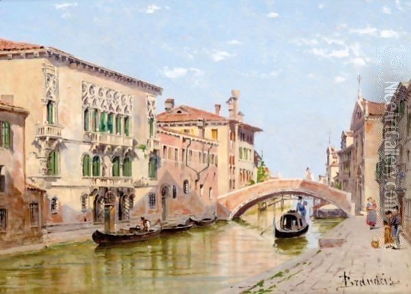 A Venetian Canal Oil Painting - Antonietta Brandeis