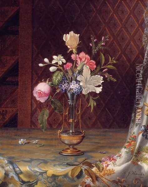 Vase Of Mixed Flowers Oil Painting - Martin Johnson Heade