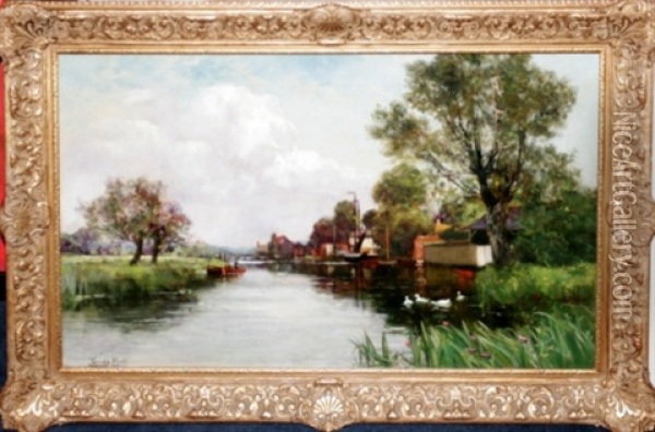 Dutch Canal Scene Oil Painting - Henry John Yeend King