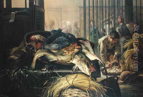 The Fish Market Oil Painting - Dominique Henri Guifard