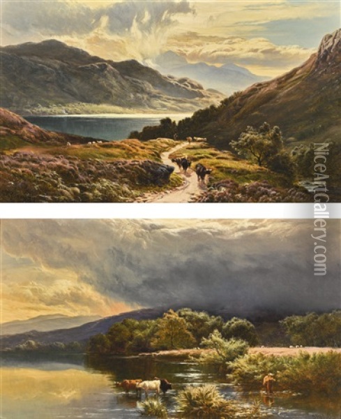 At Killin, Perthshire; Glen Coe, Argyllshire, A Pair Oil Painting - Sidney Richard Percy