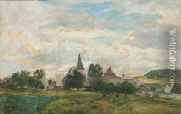 A Landscape With A Village Oil Painting - Gustav Macoun