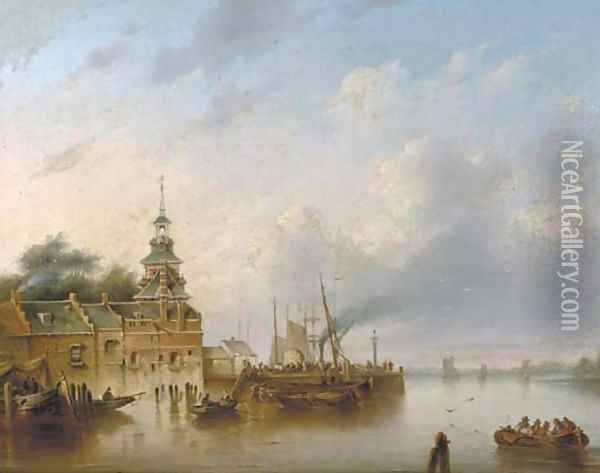 Activities at the Oude Hoofdpoort, Rotterdam Oil Painting - Gerardus Hendriks