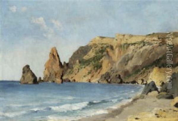 Felsige Meereskuste Oil Painting - Franz Roubaud