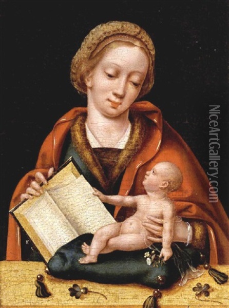 The Madonna And Child Holding A Book Oil Painting -  Master of the Parrot