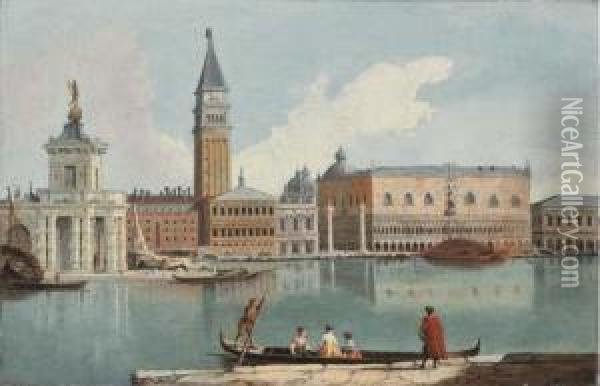 The Doge's Palace, Venice, With The Dogana And The Molo, From Thegiudecca Oil Painting - Giovanni Richter