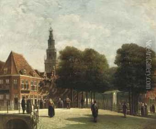 A Busy Day In Alkmaar Oil Painting - Pieter Gerard Vertin