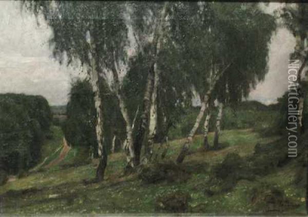 Landschaft Mit Birken Oil Painting - Oskar Frenzel