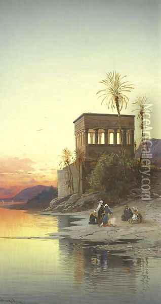 The Kiosk of Trajan, Philae on the Nile Oil Painting - Hermann David Salomon Corrodi