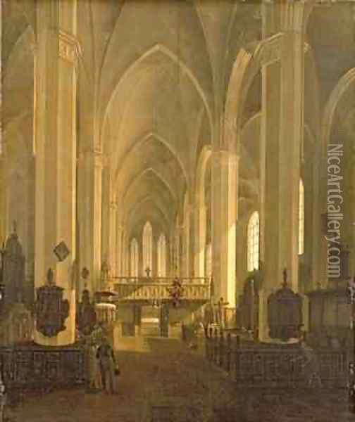 Interior view of St. John's Church in Hamburg Oil Painting - Jess (Jens) Bundsen
