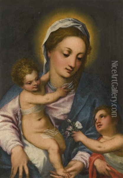 The Virgin And Child With The Infant Saint John Oil Painting - Hans Rottenhammer the Elder