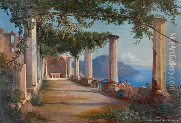 Loggia In Ravello Oil Painting - Johann Jakob Frey