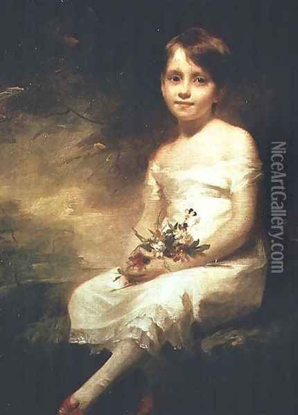 Little Girl with Flowers or Innocence, Portrait of Nancy Graham Oil Painting - Sir Henry Raeburn