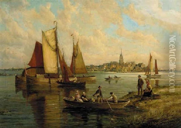 Fishing Boats On The Schelde Oil Painting - William Raymond Dommersen