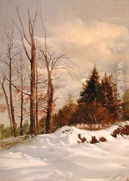 Catskill Winter Landscape Oil Painting - Thomas Hiram Hotchkiss