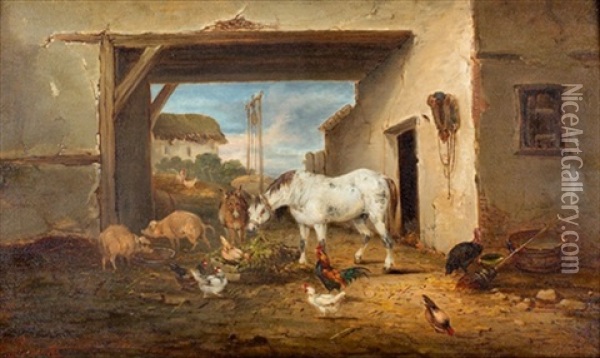 Auf Dem Bauernhof Oil Painting - Claude Guilleminet