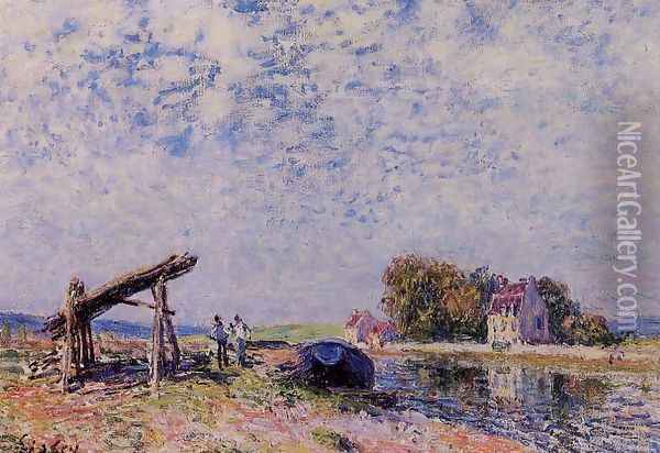 The Loing Canal at Saint-Mammes Oil Painting - Alfred Sisley