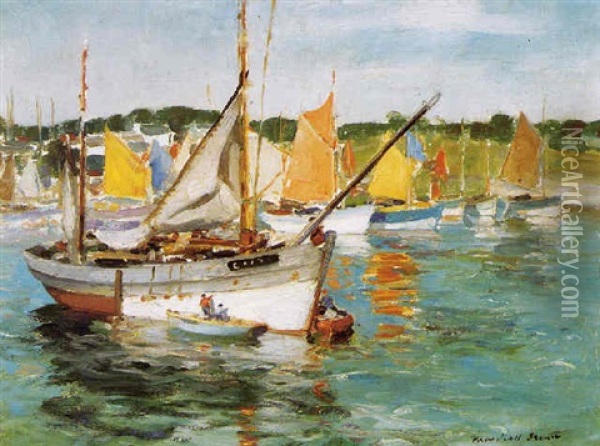 Concarneau Boats Oil Painting - William Marshall Brown
