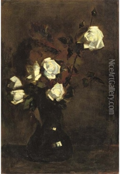 White Roses Oil Painting - Floris Arntzenius