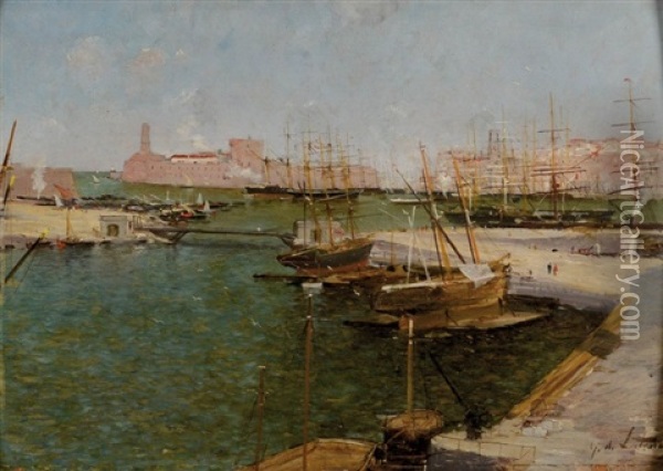 Le Port De Marseille Oil Painting - Gaston De Latenay