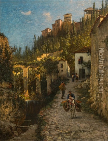 Weg Zur Alhambra In Granada Oil Painting - Felix Possart