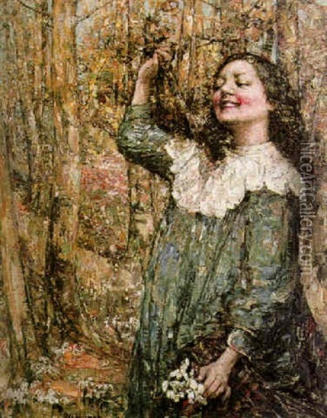 The Posy Oil Painting - Edward Atkinson Hornel