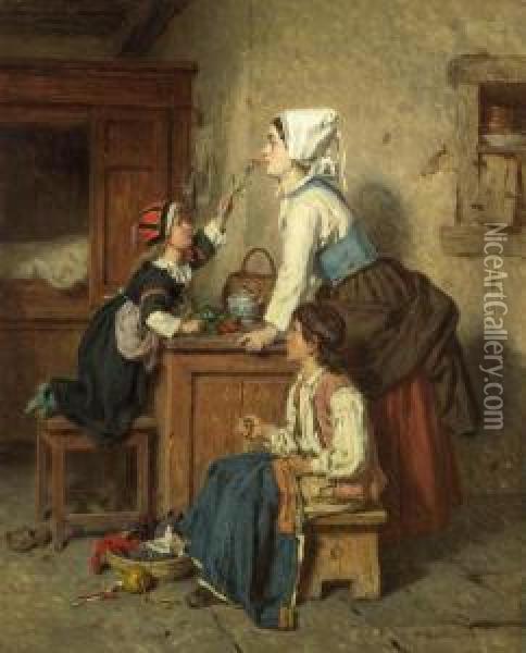 The Scent Of Fresh Flowers Oil Painting - Alexandre Marie Guillemin