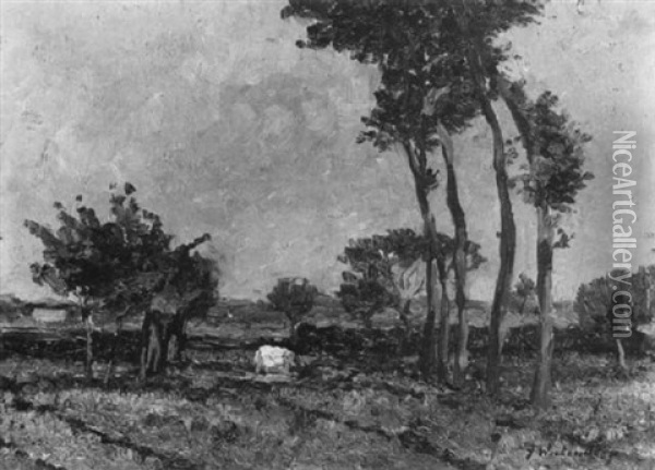 Baumbestandene Landschaft Mit Weidendem Vieh Oil Painting - Fritz Westendorp