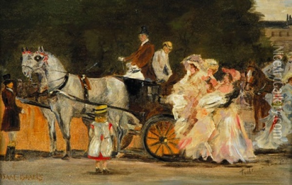 Figures On A Carriage Oil Painting - Isaac Israels