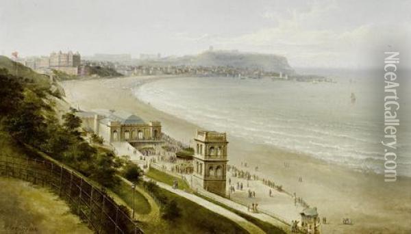 A Panorama Of Scarborough's South Bay Looking Across To Castle Cliff Oil Painting - Henry Redmore