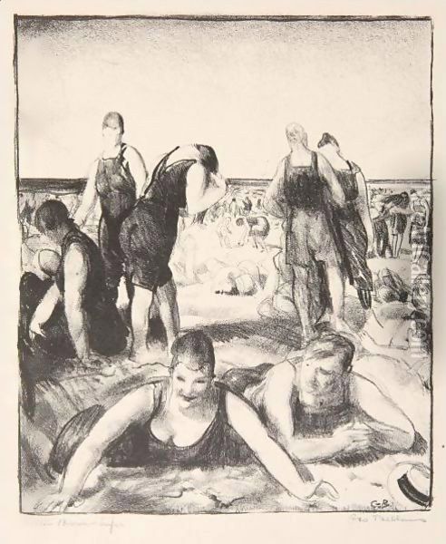 Bathing Beach Oil Painting - George Wesley Bellows