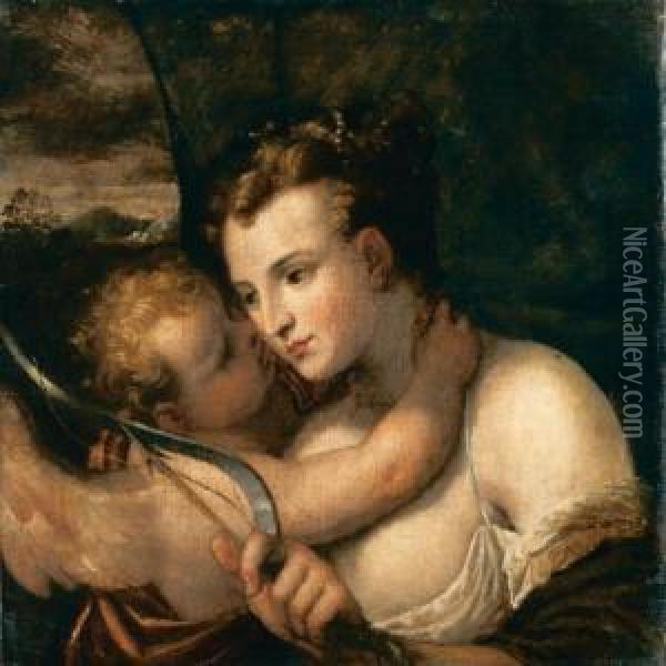 Venere E Amore Oil Painting - Lodovico Pozzoserrato (see Toeput, Lodewijk)