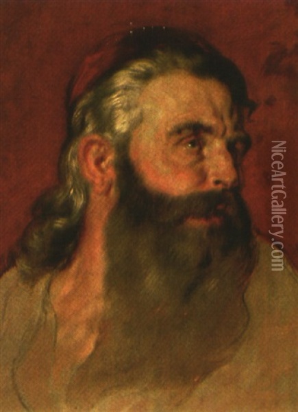 Portrait Eines Bartigen Herren Mit Rotem Kappchen Oil Painting - Hans Canon